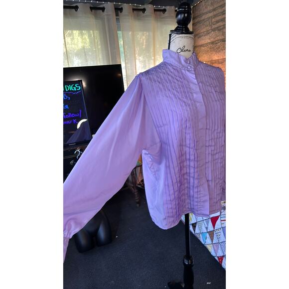 unknown Tops - vintage 80s lavender pleated secretary blouse
